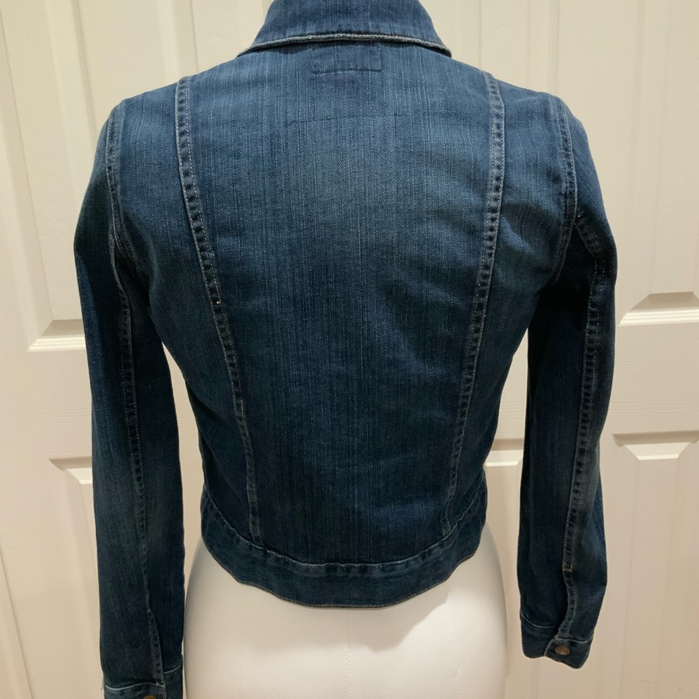 Current/Elliott Dark Blue Denim Jacket with Gold Buttons - Picture 2 of 5